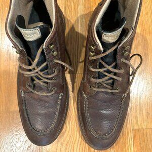 Men's Brown Leather Moc Toe Boots